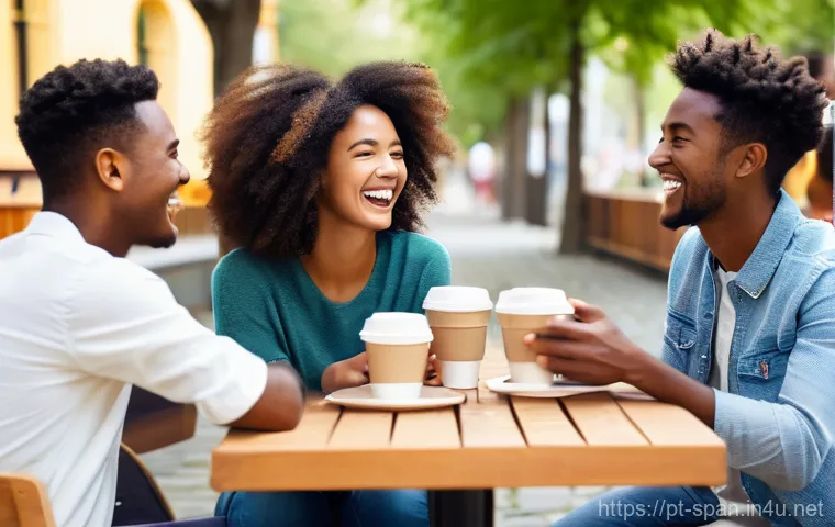 스페인어 회화 연습 파트너 찾기 - **Image Prompt: "Vibrant Language Exchange Meetup"**
    "A group of diverse young adults and adults...