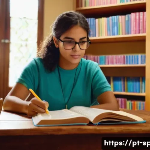 Home 29 스페인어 성경 읽기 - A warm, cozy study room bathed in soft natural light with a young adult Hispanic woman sitting at a ...